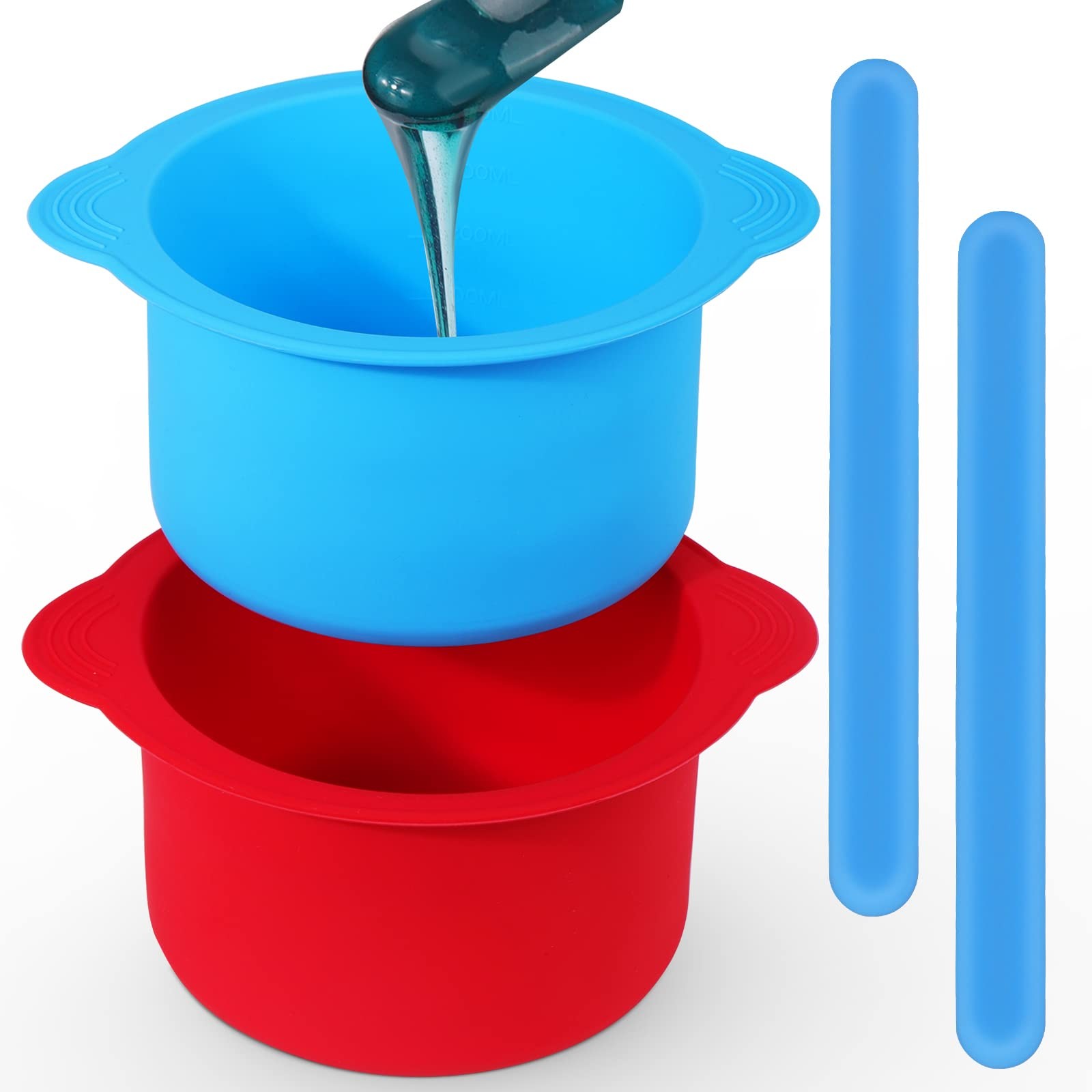 Mity rain 2pcs Silicone Wax Warmer Liner, Non-Stick Pot Blue+Red