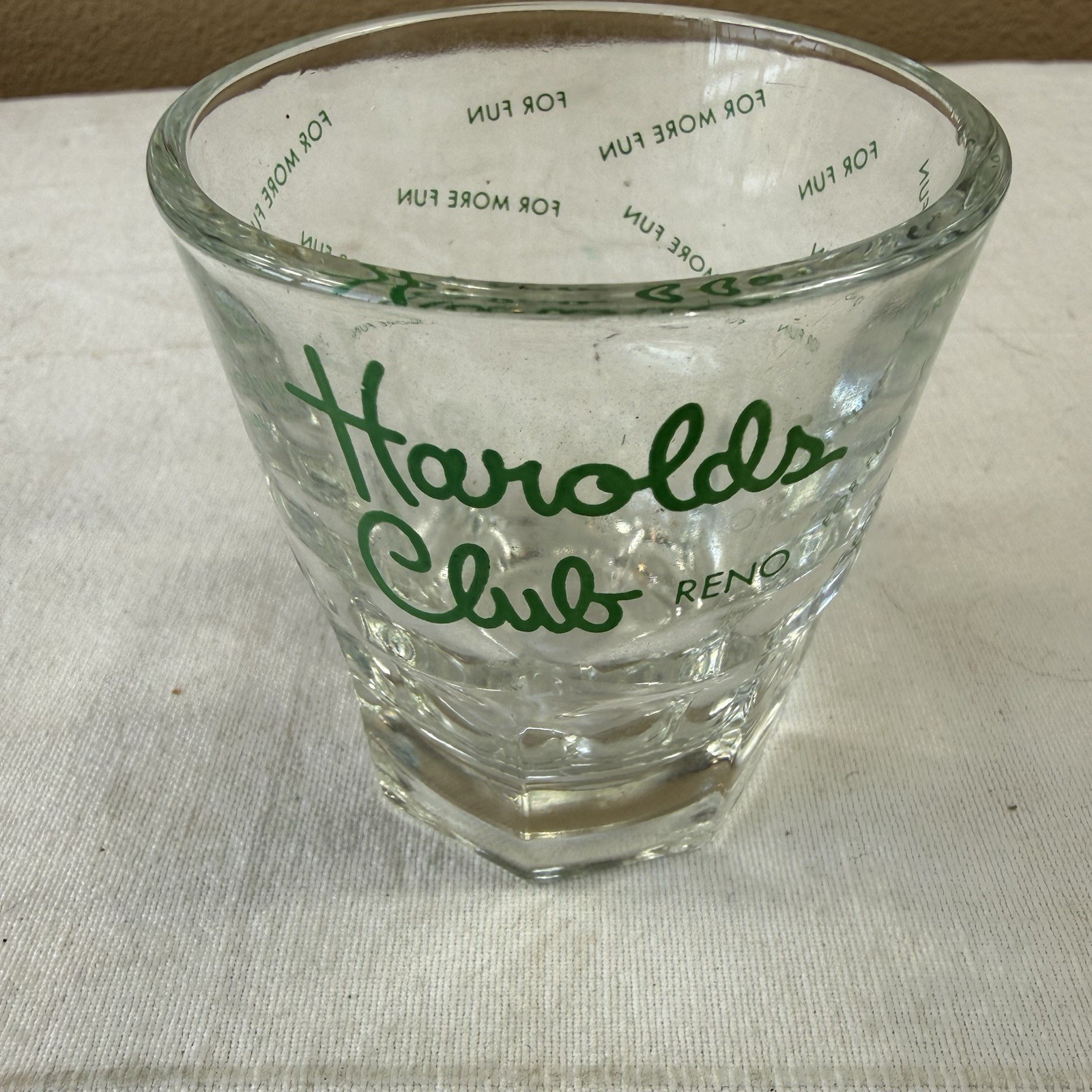 Vintage Harold's Club Reno, NV double shot glass heavy for more fun rare Vintage Harold's Club Reno, NV double shot glass heavy for more fun rare