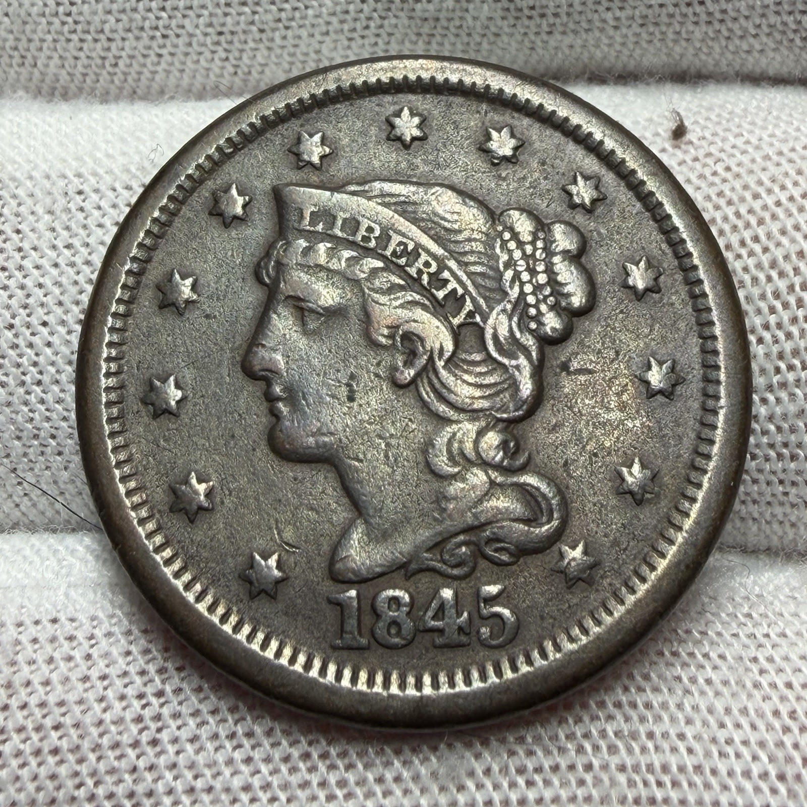 1845 Braided Hair Large Cent receive coin pictured see description #6129