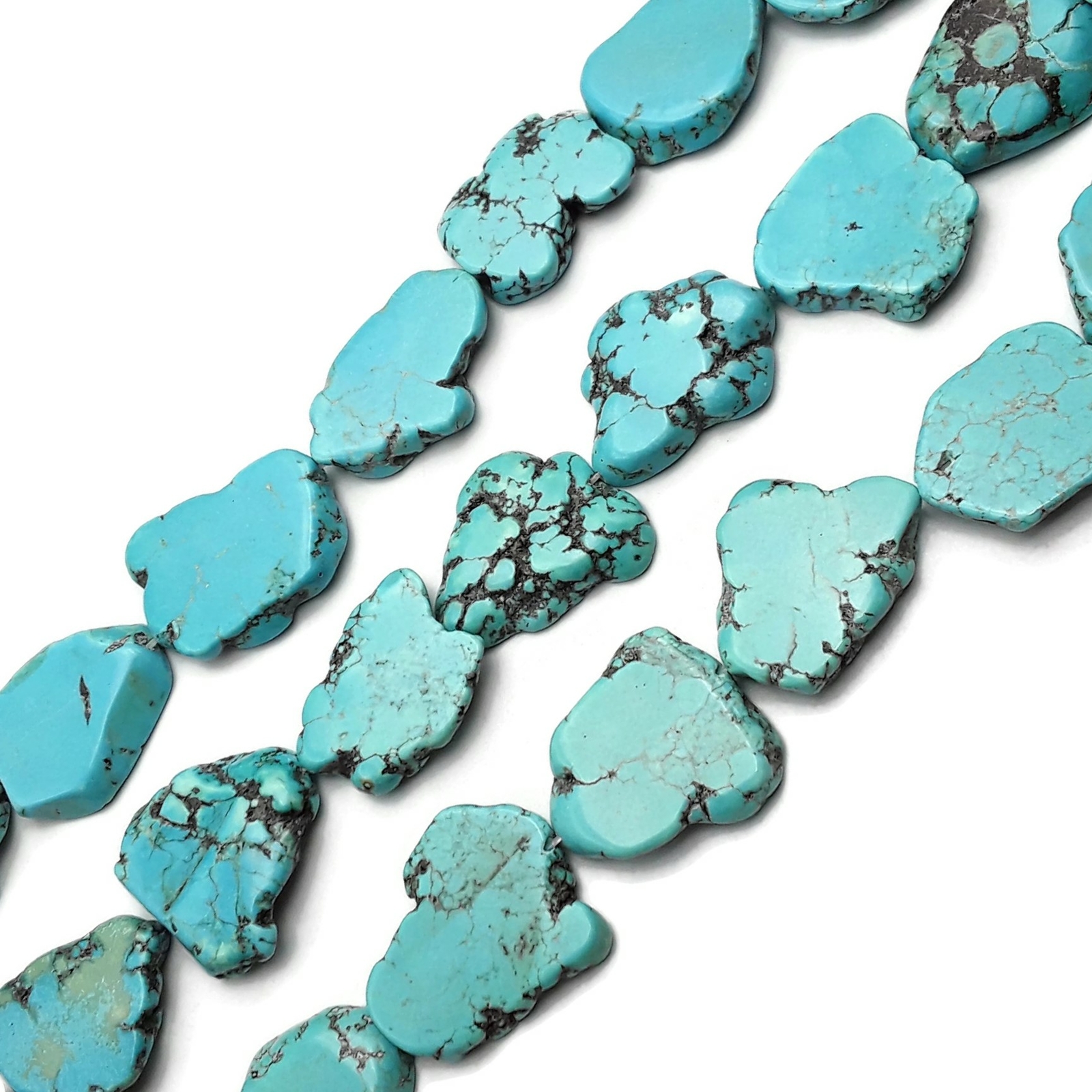 Blue Magnesite Turquoise Freeform Slab Slice Beads 30mm 35mm 40mm 15.5