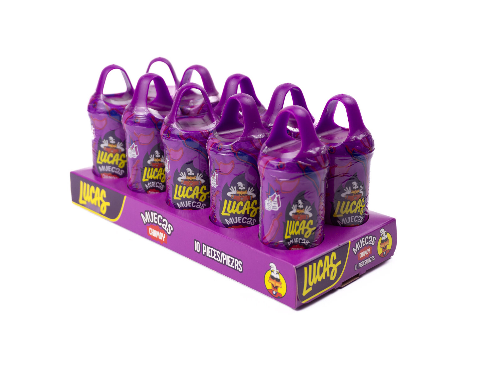 Muecas Chamoy Lucas Mexican Lollipop With Chili Powder 10 Pieces