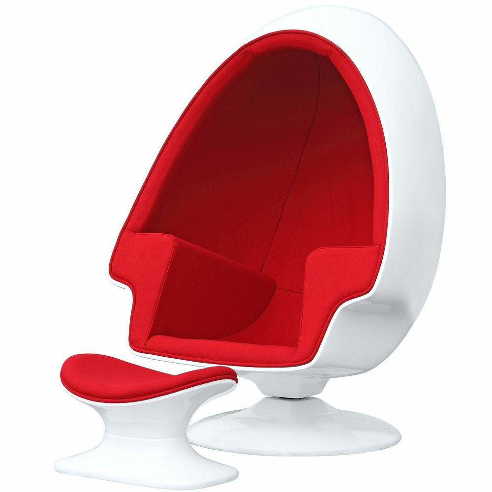 Alpha Egg Chair and Ottoman Red Accent White egg shell Chamber shape (Free ship)