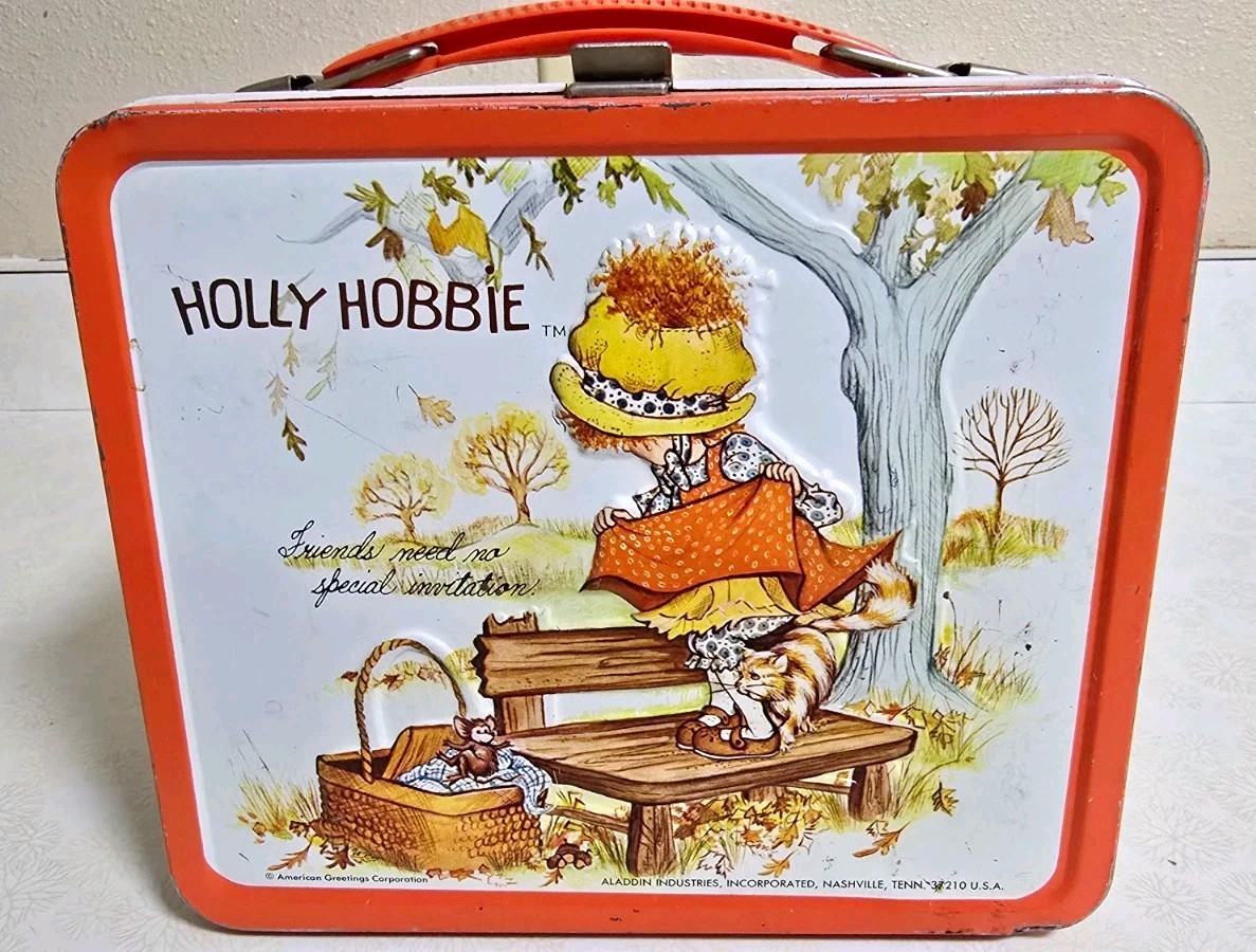 1970's Holly Hobbie Aladdin Metal Lunch Box Thermos Friends Need No Invitation