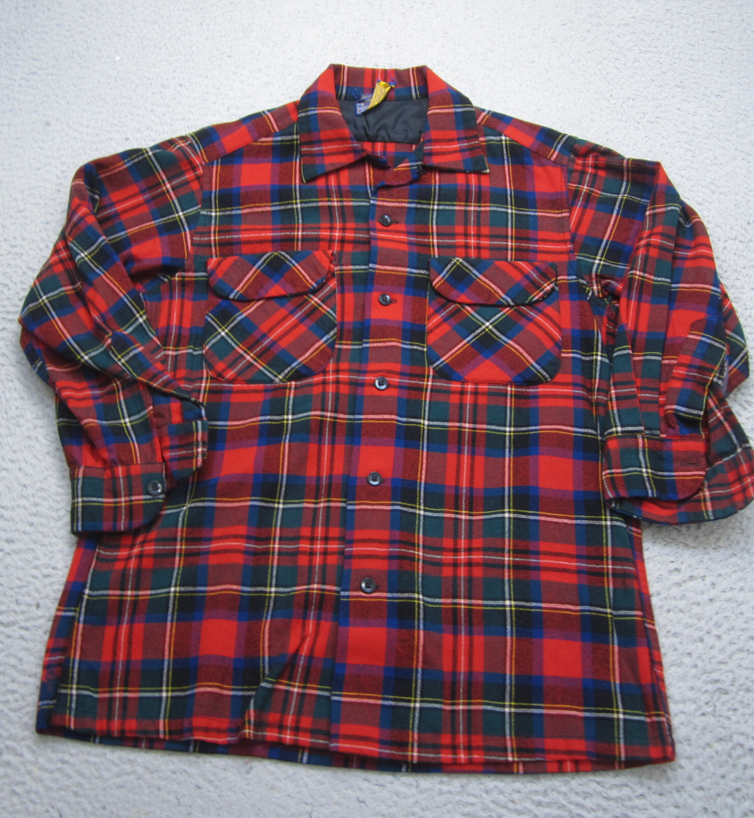 Vintage Pendleton Board Shirt Mens S Red Loop Camp Collar Button Up Wool 60s