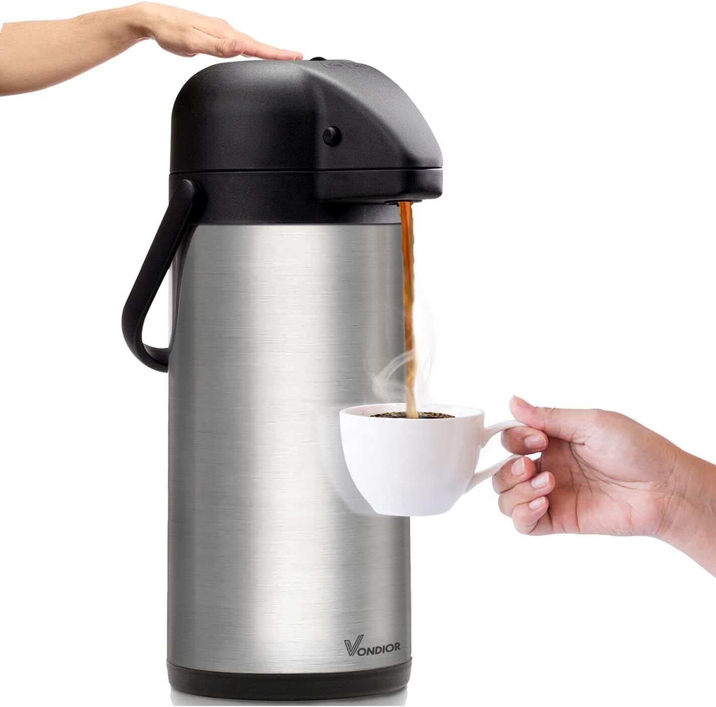 Airpot Coffee Dispenser with Pump - Insulated Stainless Steel Coffee Carafe