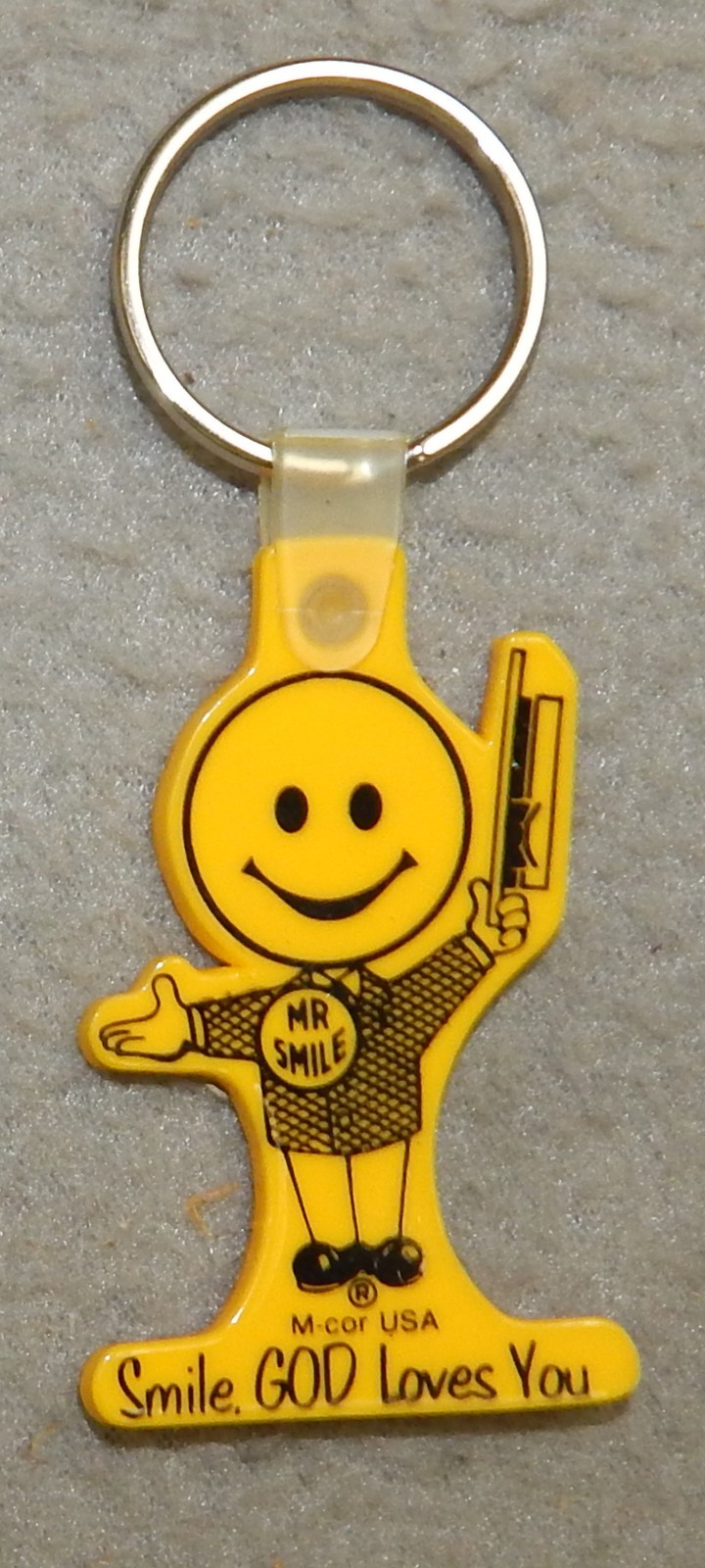 Vintage Mr. Smile - Smile God Loves You Keychain (2 1/2 Vintage Mr. Smile - Smile God Loves You Keychain (2 1/2