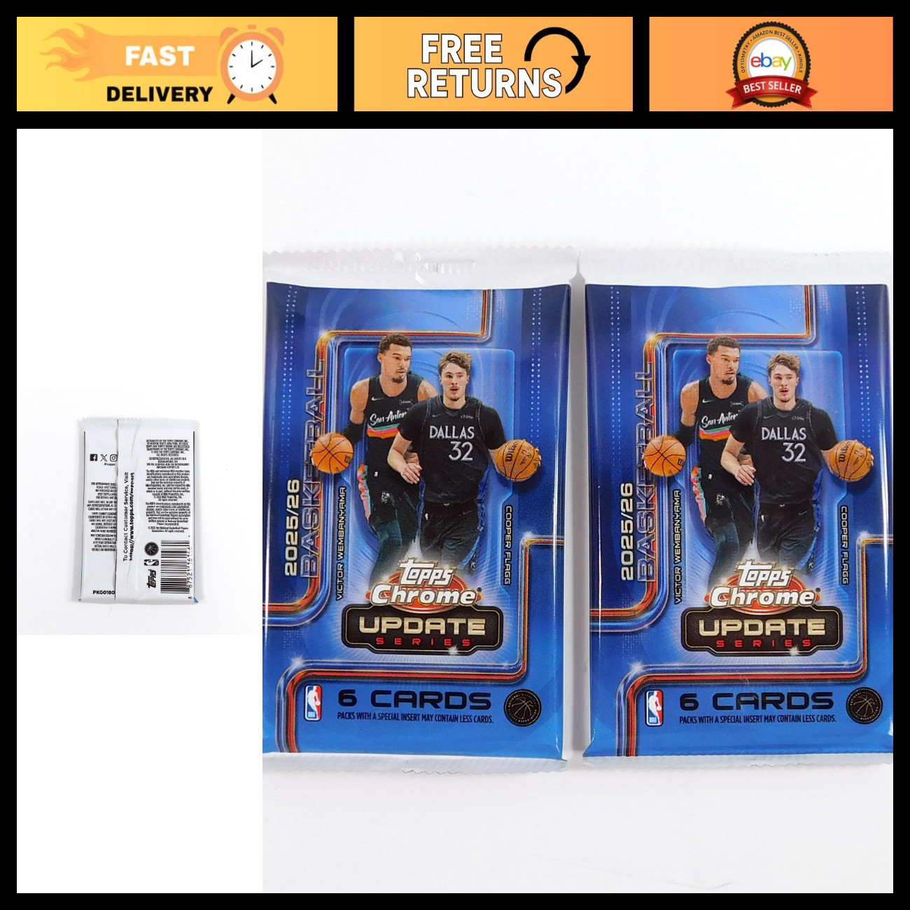 2025-26 Basketball Mega Pack Lot of 2 - Topps Chrome Update, Factory Sealed 2025-26 Basketball Mega Pack Lot of 2 - Topps Chrome Update, Factory Sealed