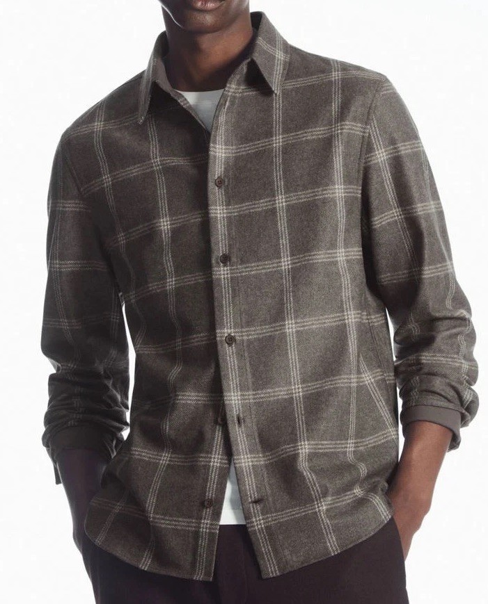 COS Mens Checked Wool Blend Shirt, Relaxed Fit Size: Medium COS Mens Checked Wool Blend Shirt, Relaxed Fit Size: Medium