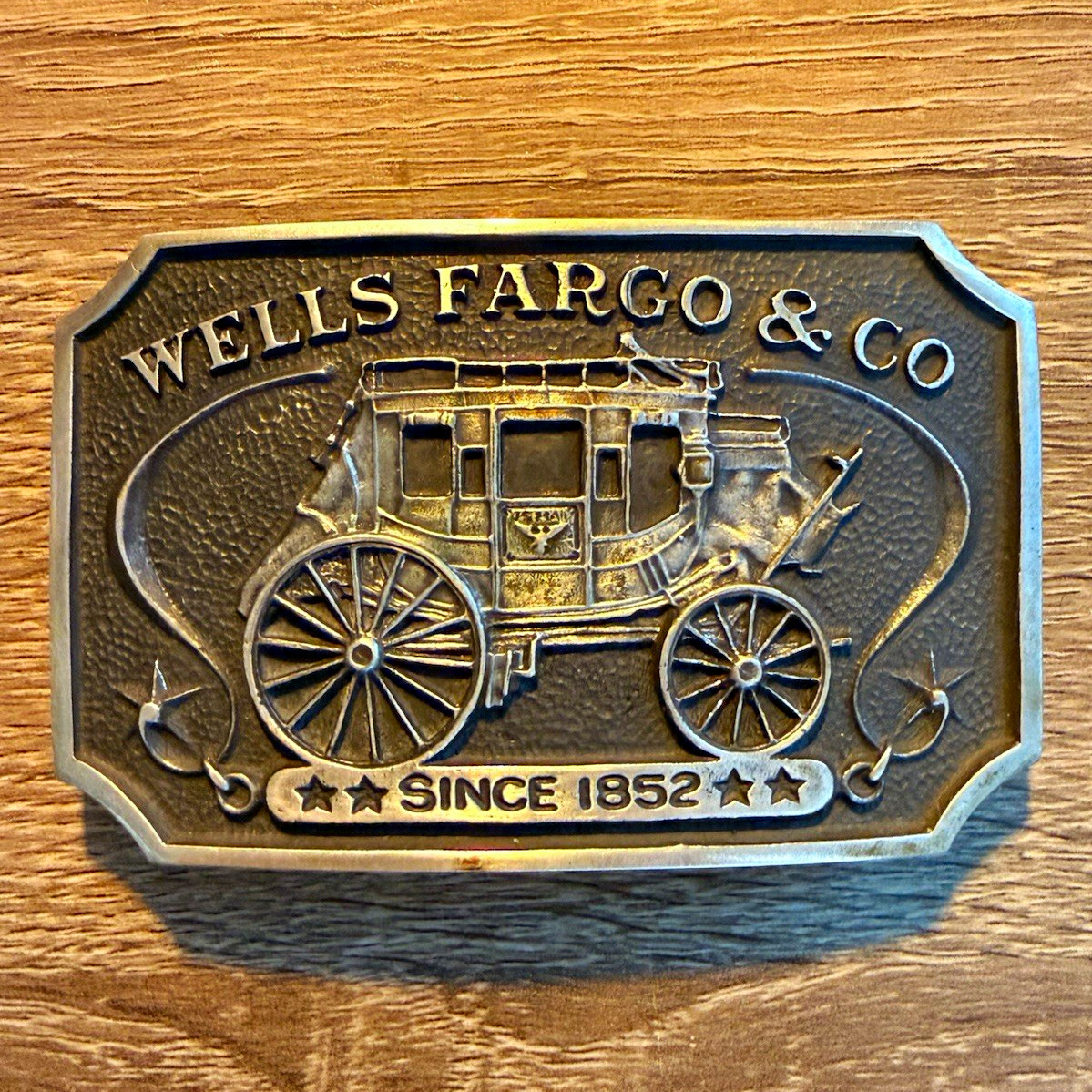 Vintage Wells Fargo & Co Stagecoach 100% Sterling Silver Belt Buckle 129g 1973