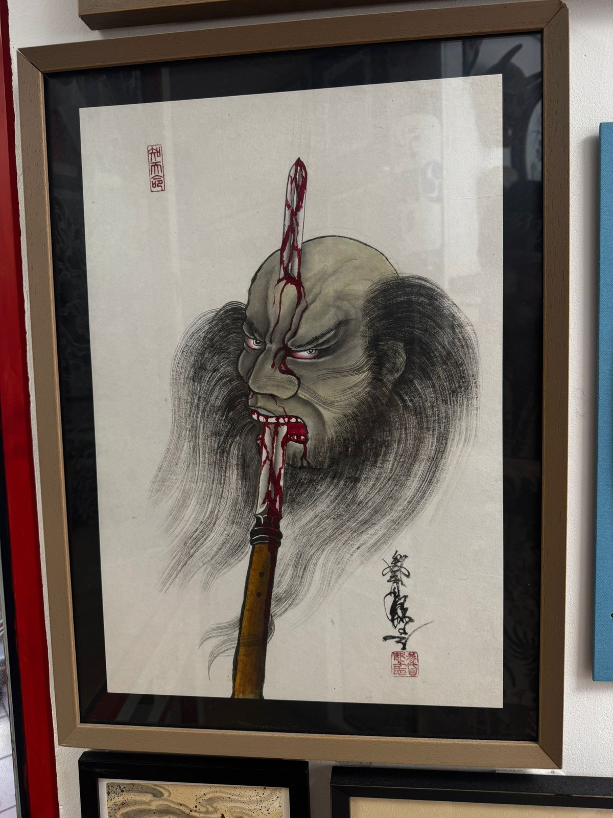 Horiyoshi III Original Namakubi Painting - Signed - COA - Japanese Tattoo Art Horiyoshi III Original Namakubi Painting - Signed - COA - Japanese Tattoo Art