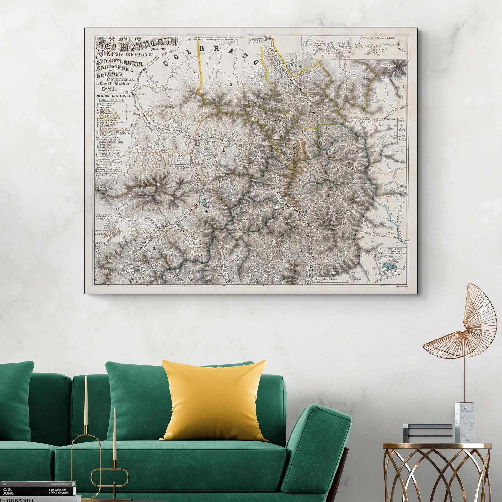 1891 Mining Map of Colorado – San Juan, Ouray, San Miguel & Dolores Counties