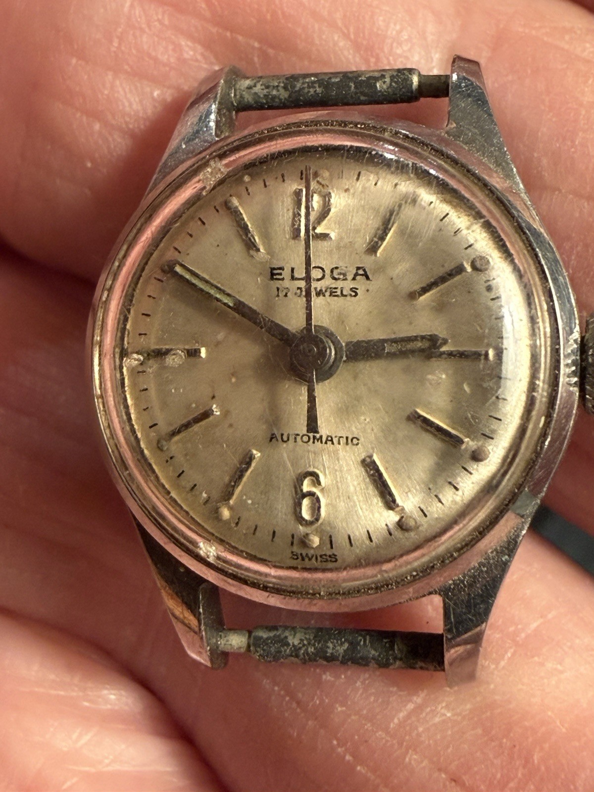 Vtg Eloga Women's 17J Swiss Watch 23mm Automatic Not Running Vtg Eloga Women's 17J Swiss Watch 23mm Automatic Not Running