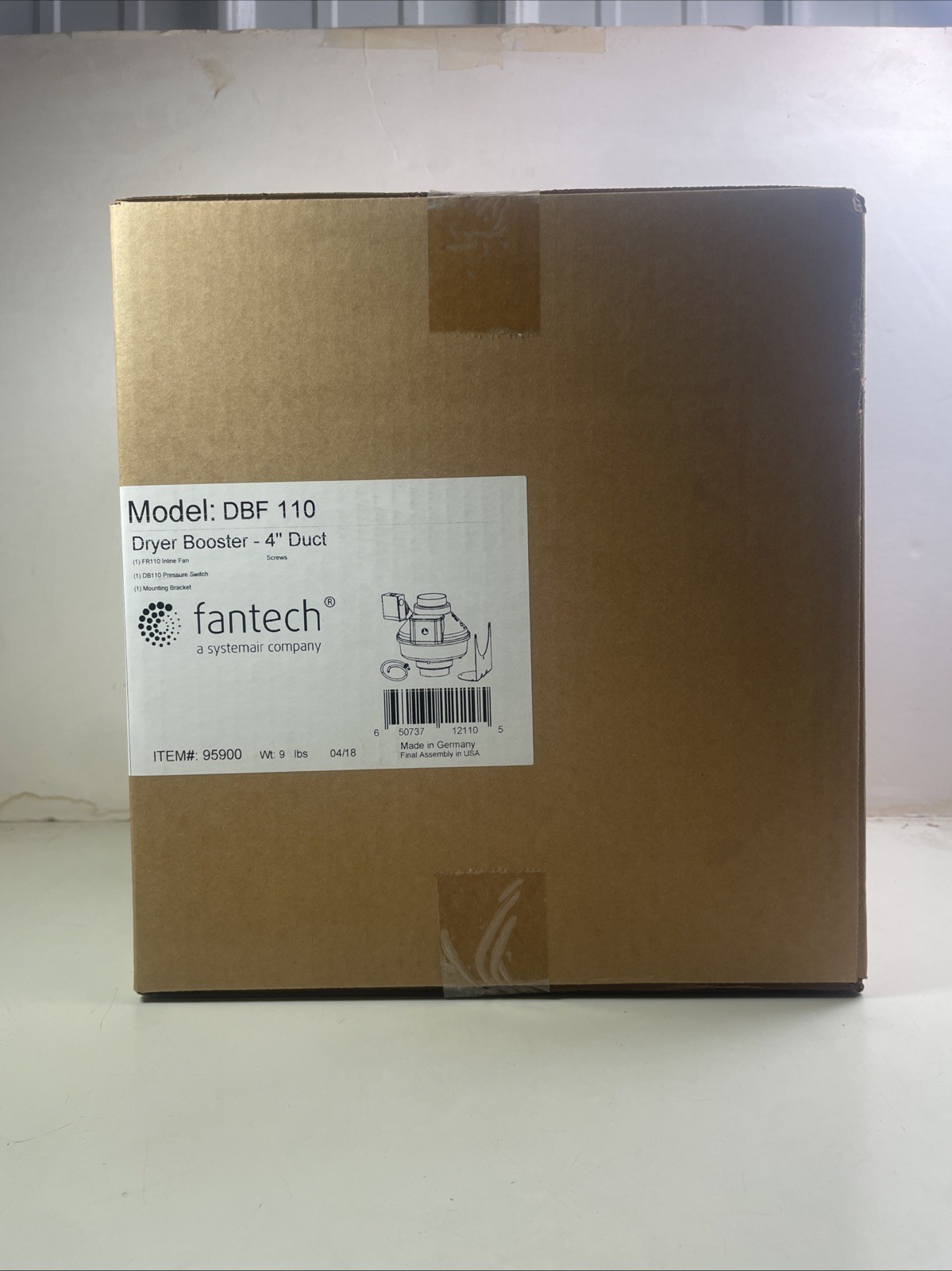Fantech DBF 110 4 inch Inline Dryer Booster Fan Kit w/ Pressure Switch Fantech DBF 110 4 inch Inline Dryer Booster Fan Kit w/ Pressure Switch