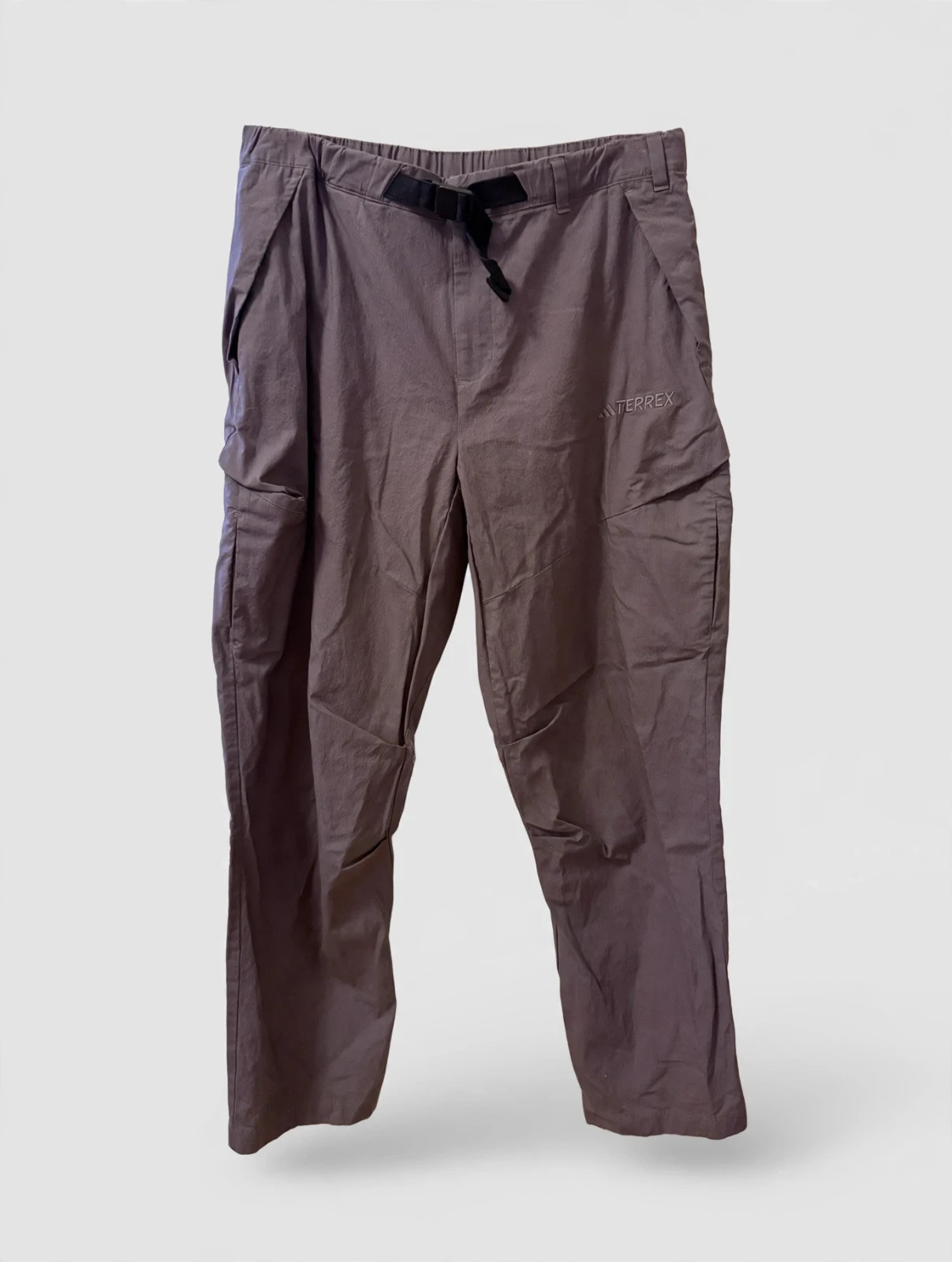 adidas Terrex Mens Hiking Pants L Gray Brown Belted Trail Cargo New No Tags