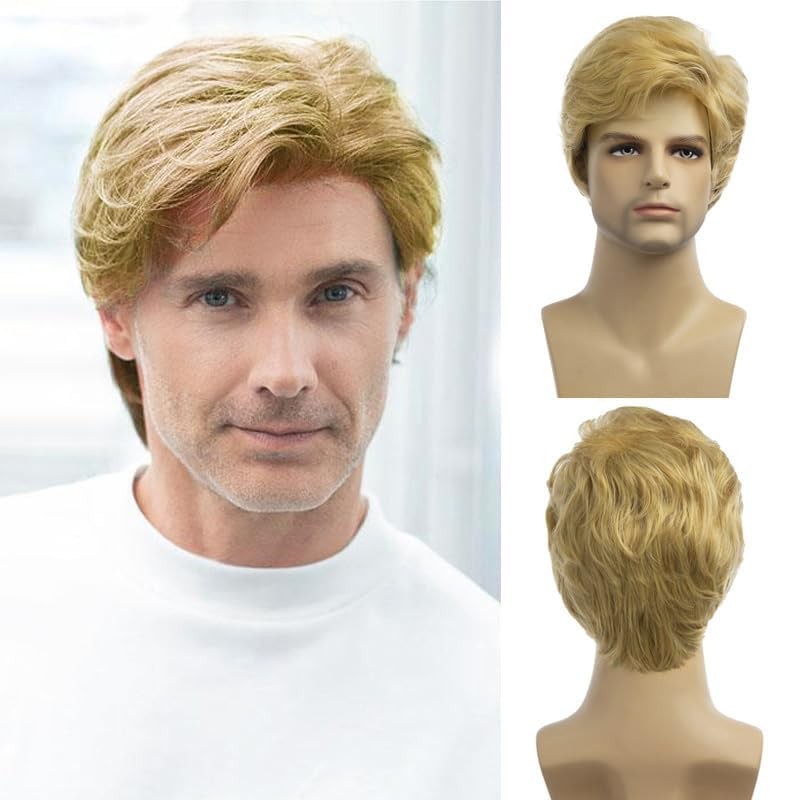 Baruisi Men Wigs Short Blonde Wig Synthetic Heat 1 Count (Pack of 1), blonde Baruisi Men Wigs Short Blonde Wig Synthetic Heat 1 Count (Pack of 1), blonde
