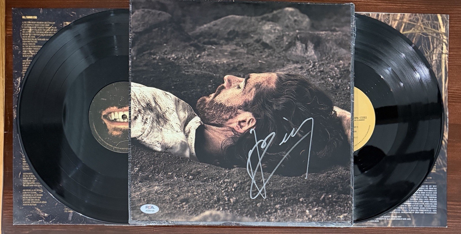 HOZIER Unreal Unearth SIGNED AUTOGRAPH Album Art Card & Vinyl 2LP PSA DNA COA
