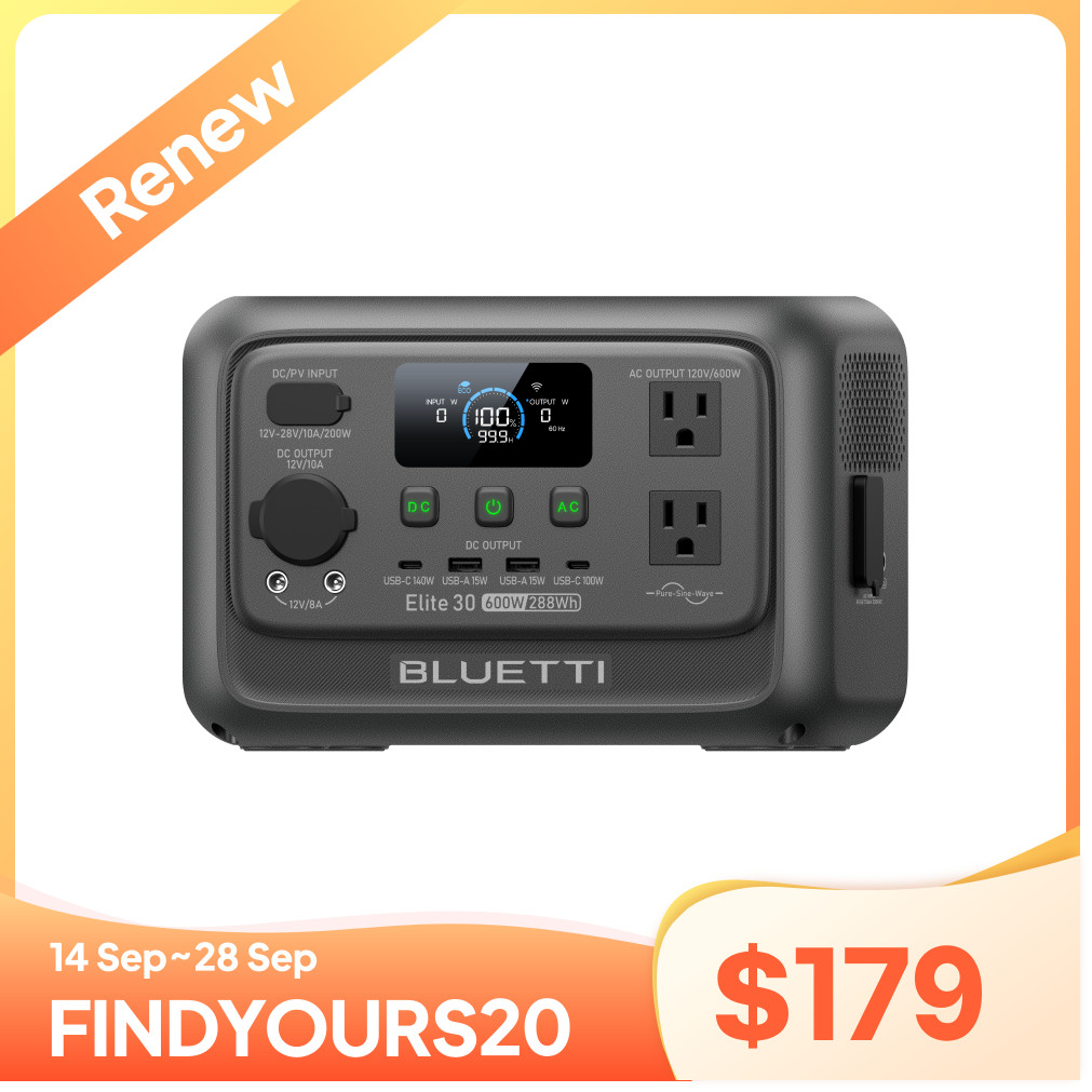 BLUETTI Elite 30 V2 288Wh 600W Portable Power Station Generator for Camping Trip