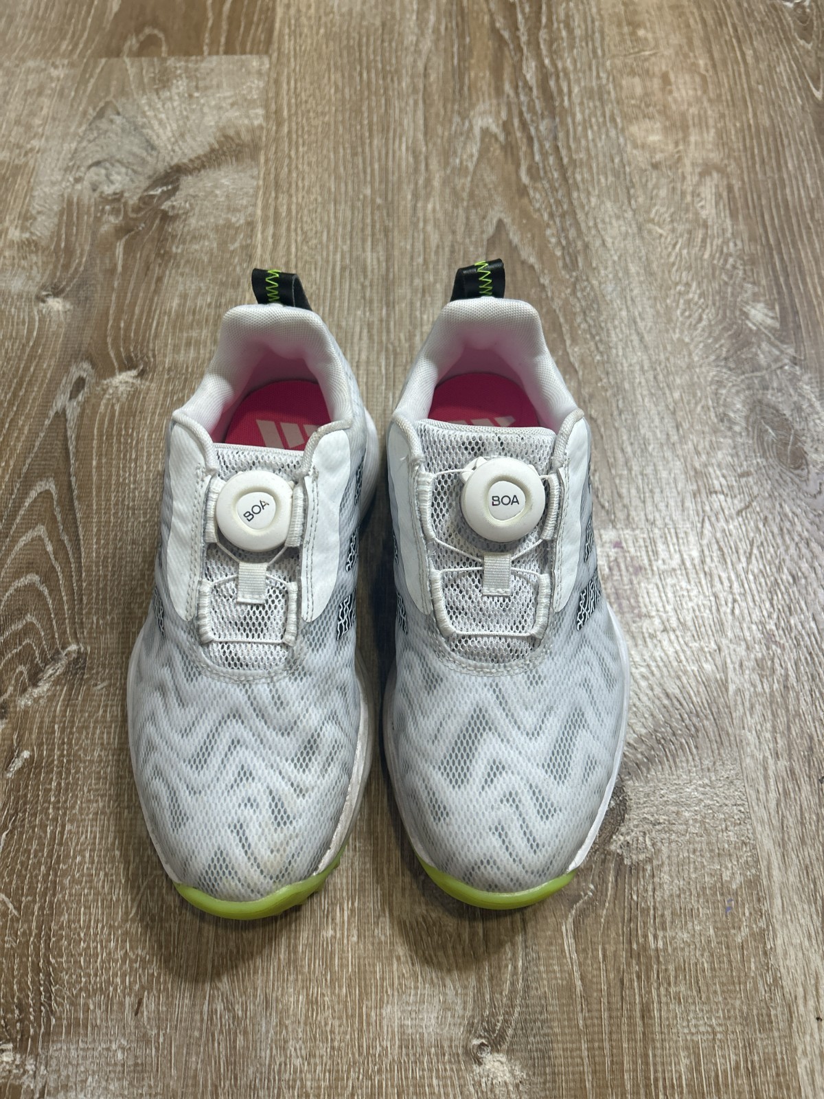 Adidas Golf Shoes Youth 3 BOA No Tie Gray Yellow VERY CLEAN EUC Adidas Golf Shoes Youth 3 BOA No Tie Gray Yellow VERY CLEAN EUC