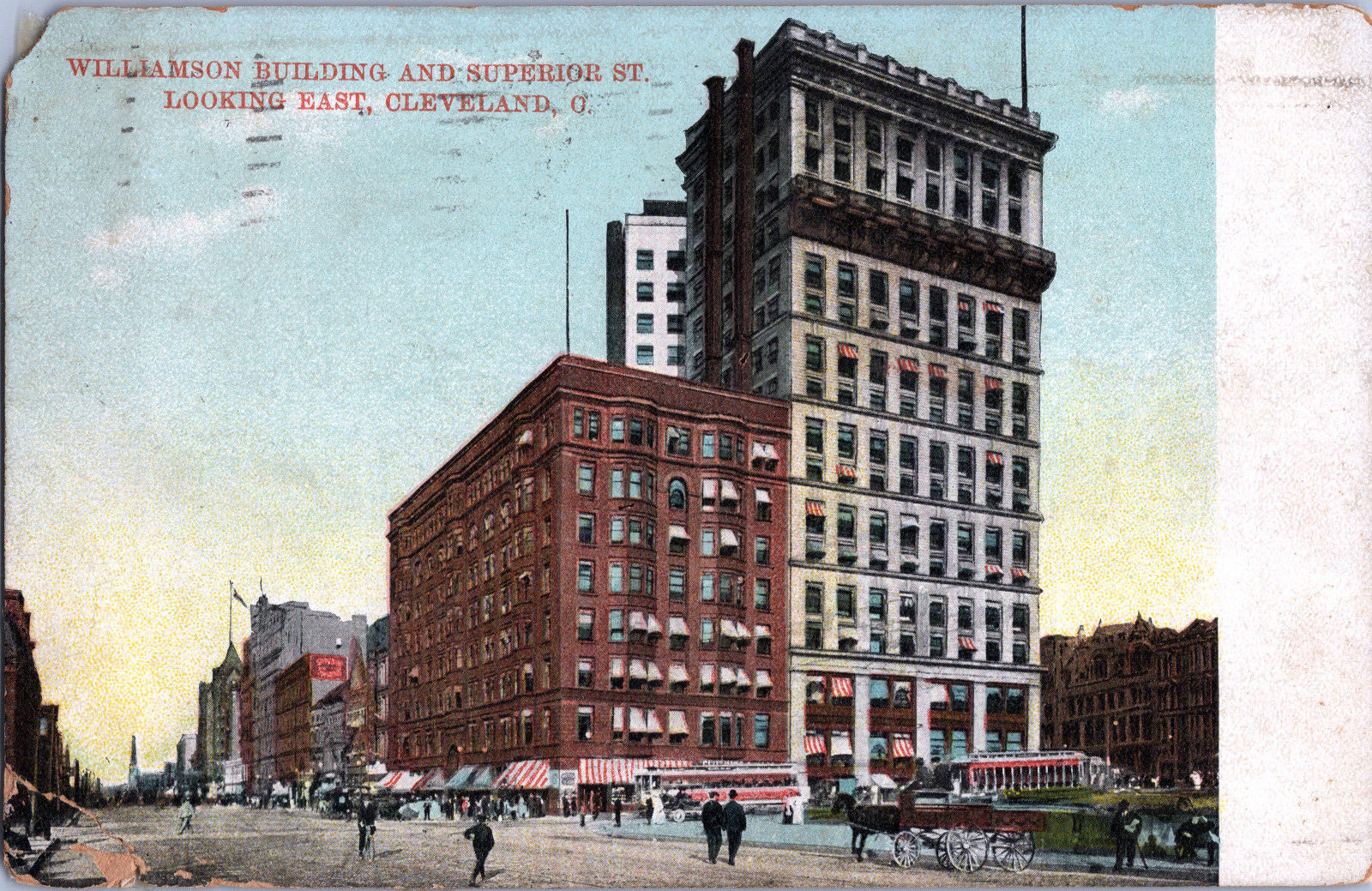 Vintage Cleveland Ohio Postcard OH Williams Bldg Superior St 1909