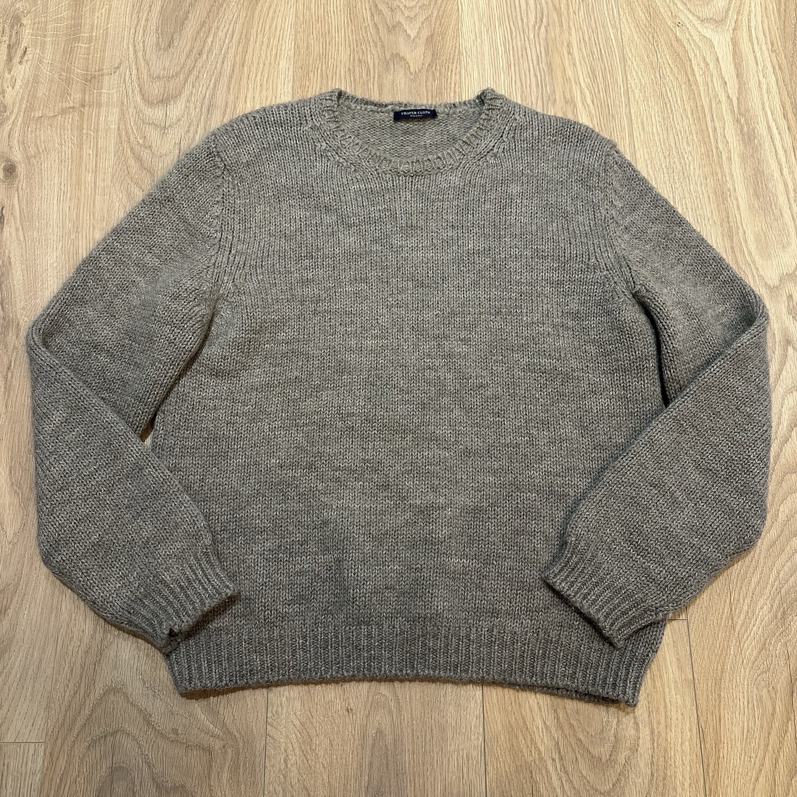 Proper Cloth Mens Gray Alpaca And Wool Gray Thick Sweater. US Medium IT 50