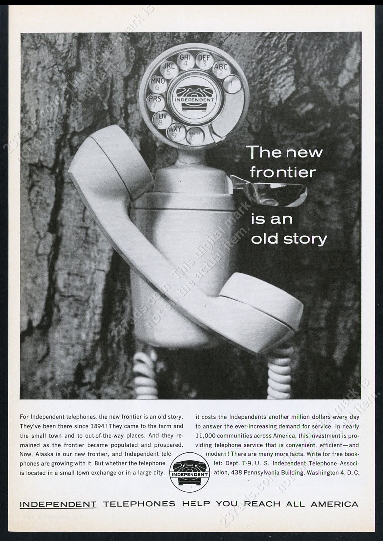 1962 Independent Telephone outdoor rotary phone photo vintage print ad