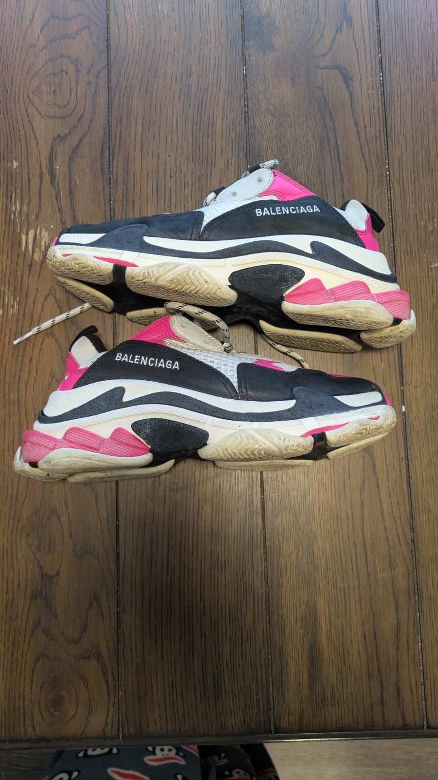 Balenciaga Triple S Womans Colorblock Beige/Black/Pink Lace-Up Low Top Sneaker