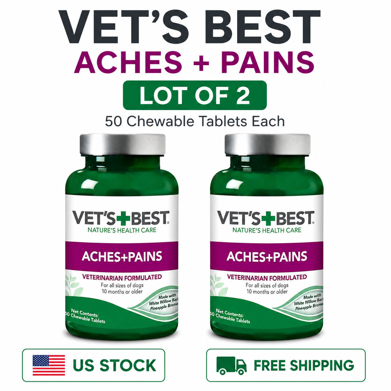 2 pack Vet’s Best Aches + Pains Dog Supplement Vet Formulated for Dog Occasional 2 pack Vet’s Best Aches + Pains Dog Supplement Vet Formulated for Dog Occasional