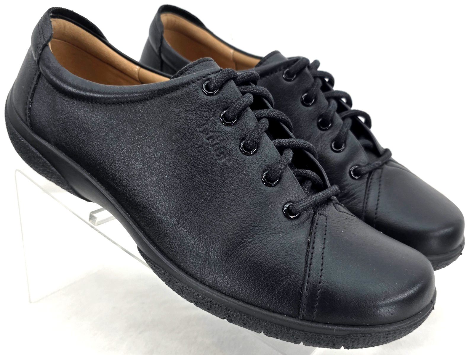 Hotter Dew Black Leather Plain Toe Lace-Up Comfort Casual Shoes Women\'s US 9