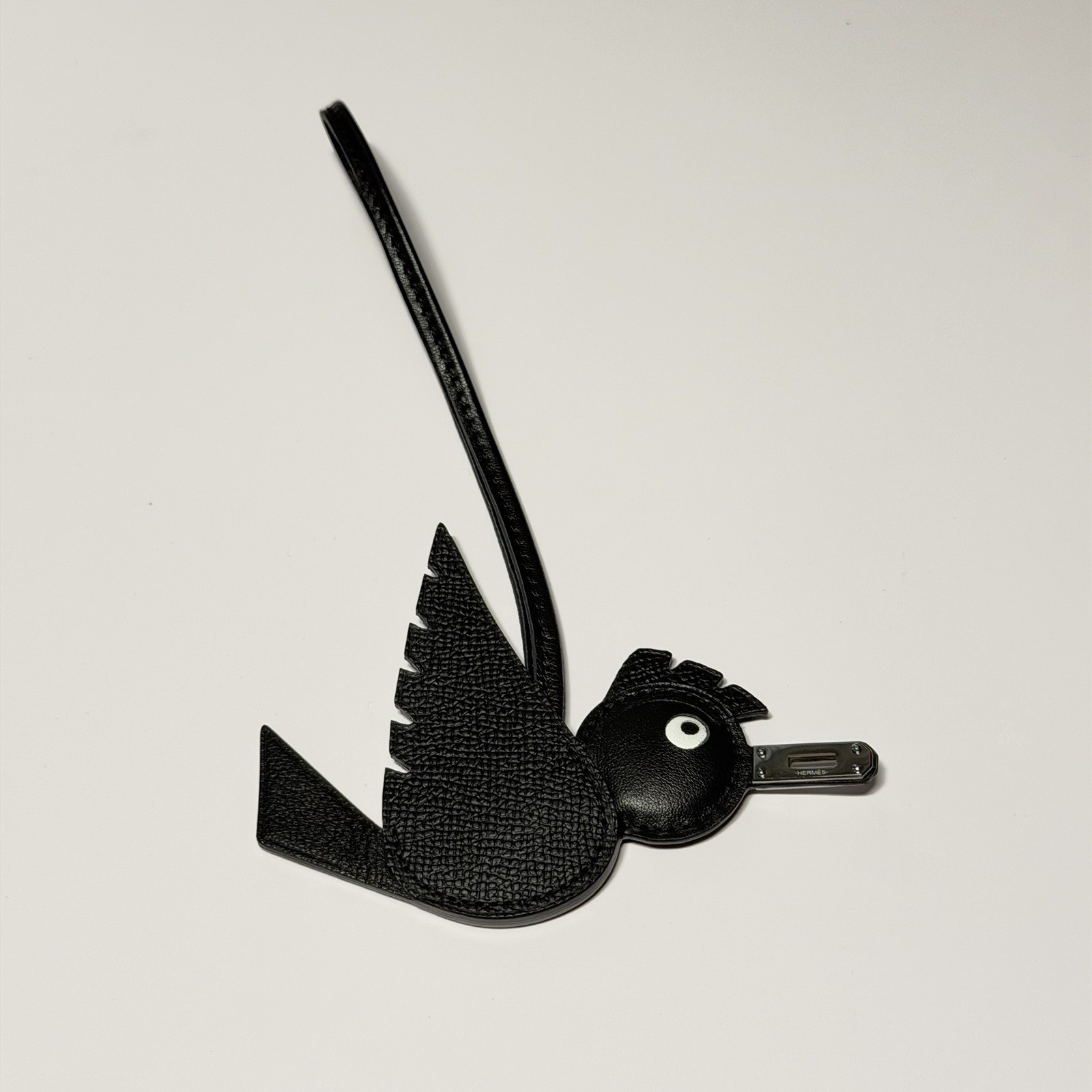 Hermes Birdie Epsom Charm Black Gold Milo Lamb Leather Rare Bag Accessory