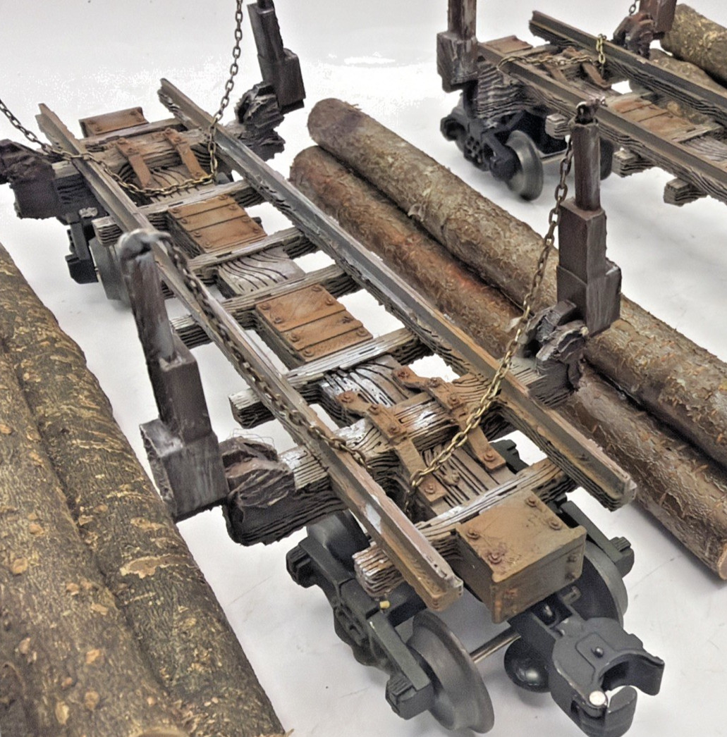 O gauge Custom Designed & Painted, Skeleton Cars with logs . Price Per Car O gauge Custom Designed & Painted, Skeleton Cars with logs . Price Per Car