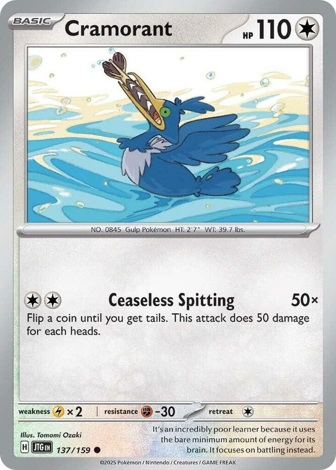 Cramorant - 137/159 - Common (Near Mint) Journey Together - Colorless Pokémon