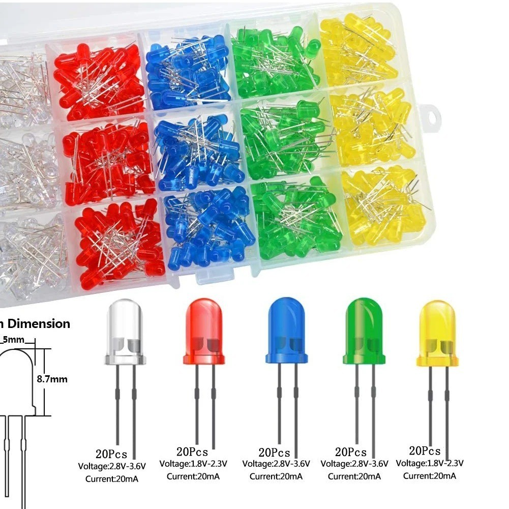 Lot of 100 PCS 5mm round White Red Yellow Green Blue LED super bright bulb light Lot of 100 PCS 5mm round White Red Yellow Green Blue LED super bright bulb light