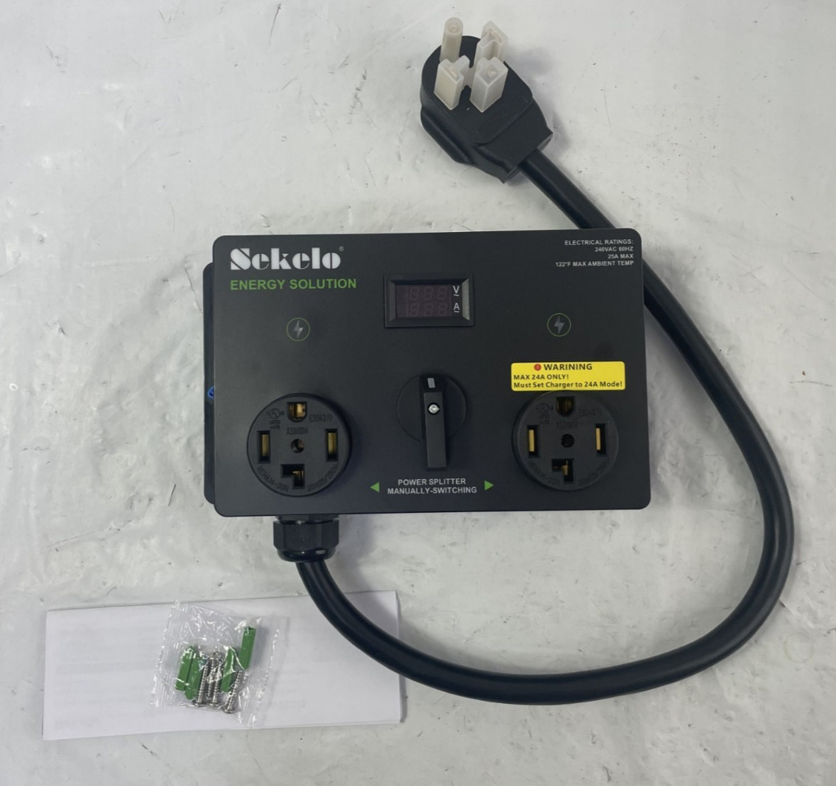 Sekelo EV Dryer Splitter Switch NEMA 14-30P to 14-30R 14-50R 240V 24A