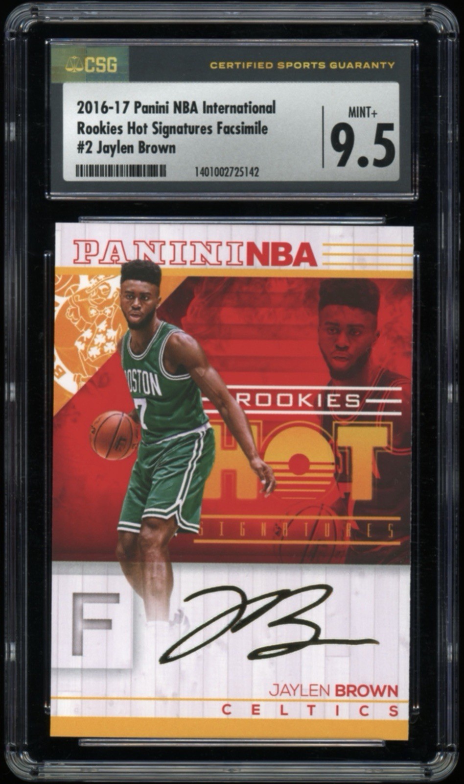 Jaylen Brown 2016 Panini NBA Int\'l Hot Signature Rookies #2 Celtics RC CGC 9.5 Jaylen Brown 2016 Panini NBA Int\'l Hot Signature Rookies #2 Celtics RC CGC 9.5