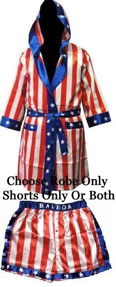 Rocky Balboa Movie Cosplay Boxing Robe Shorts Costume Set American Flag/Italian