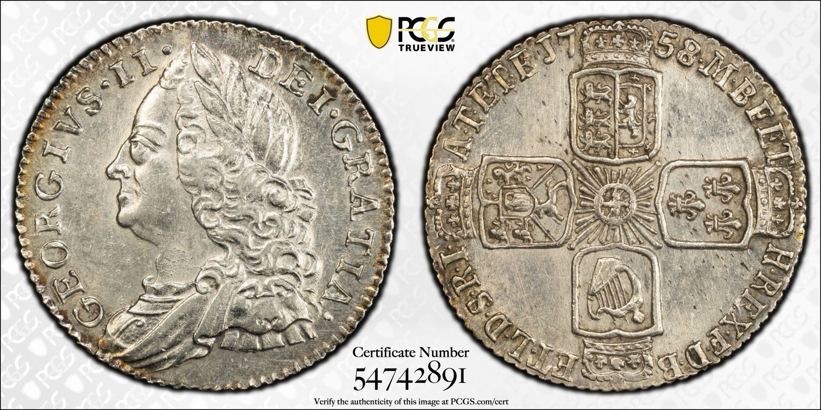 1758 Great Britain Six Pence 6D PCGS Unc Details  S-3711 George II Great Luster