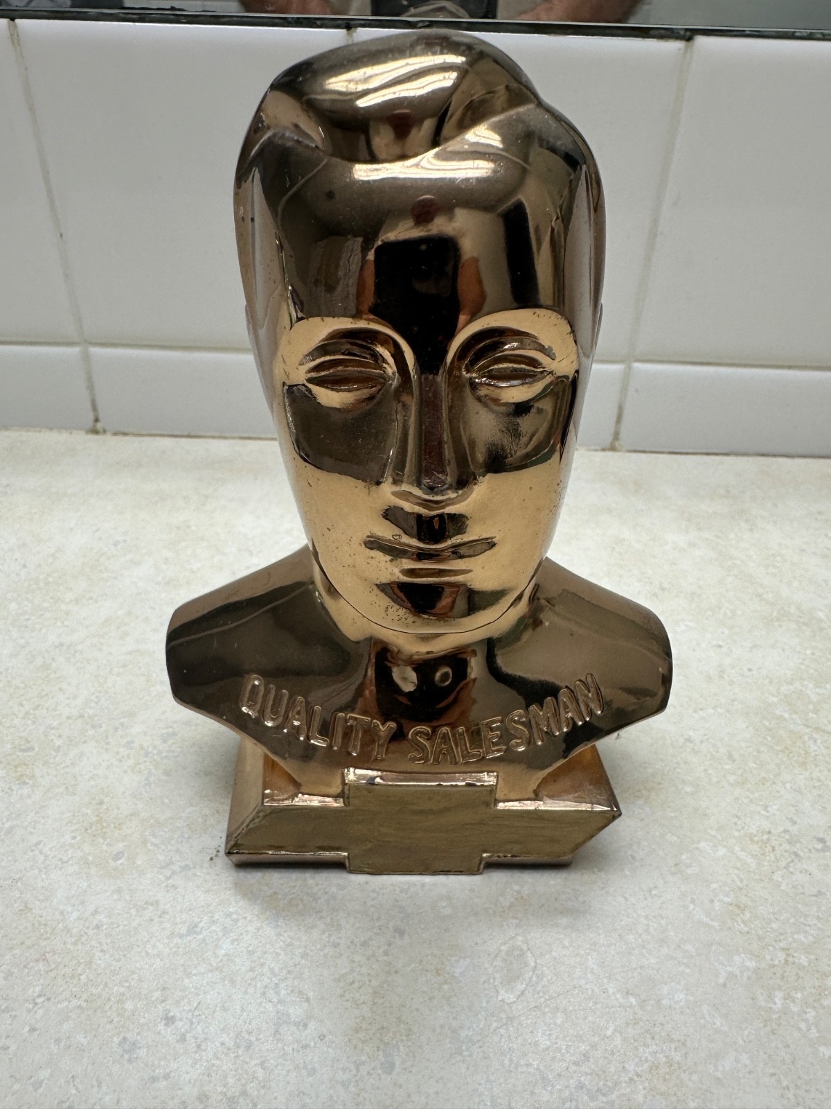 196o's GM Chevrolet Quality Salesman award trophy vintage HEAVY metal bust 196o's GM Chevrolet Quality Salesman award trophy vintage HEAVY metal bust