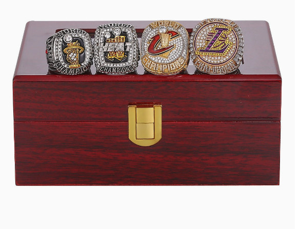 LeBron James NBA Championship 4 Rings Set with Wooden Box  2012 2013 2016 2020