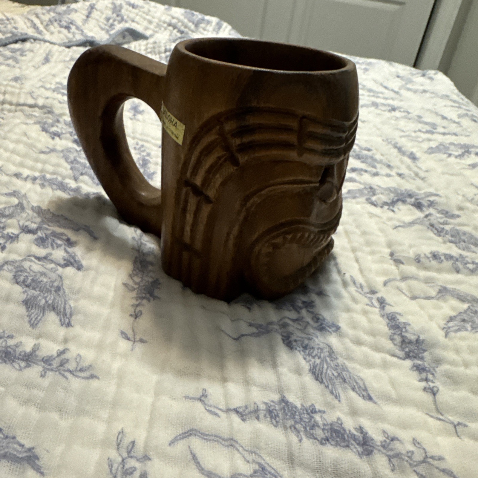 Vintage Carved Wooden Tiki Mug - Unique Tropical Aloha From Hawaii Vintage Carved Wooden Tiki Mug - Unique Tropical Aloha From Hawaii