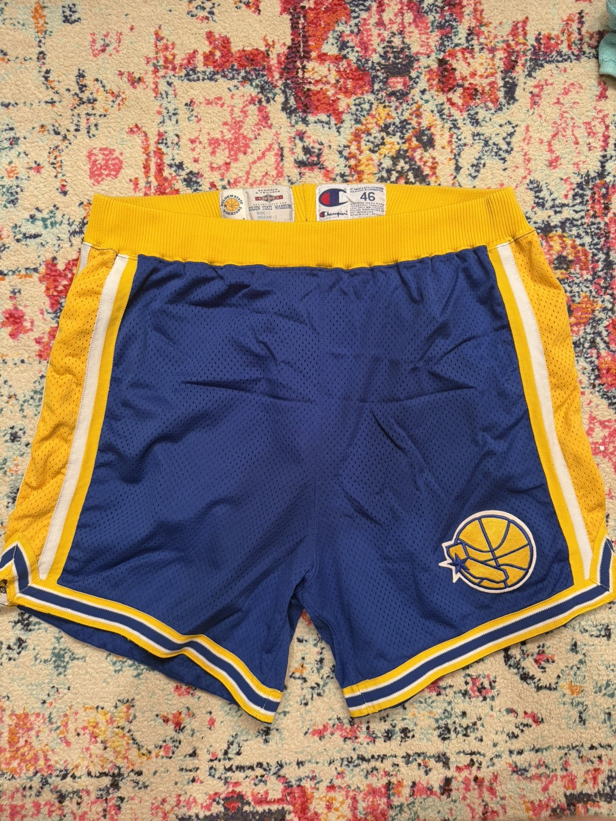 Vintage 1995-96 Golden State Warriors Team Issued Champion Shorts Size 46 Vintage 1995-96 Golden State Warriors Team Issued Champion Shorts Size 46