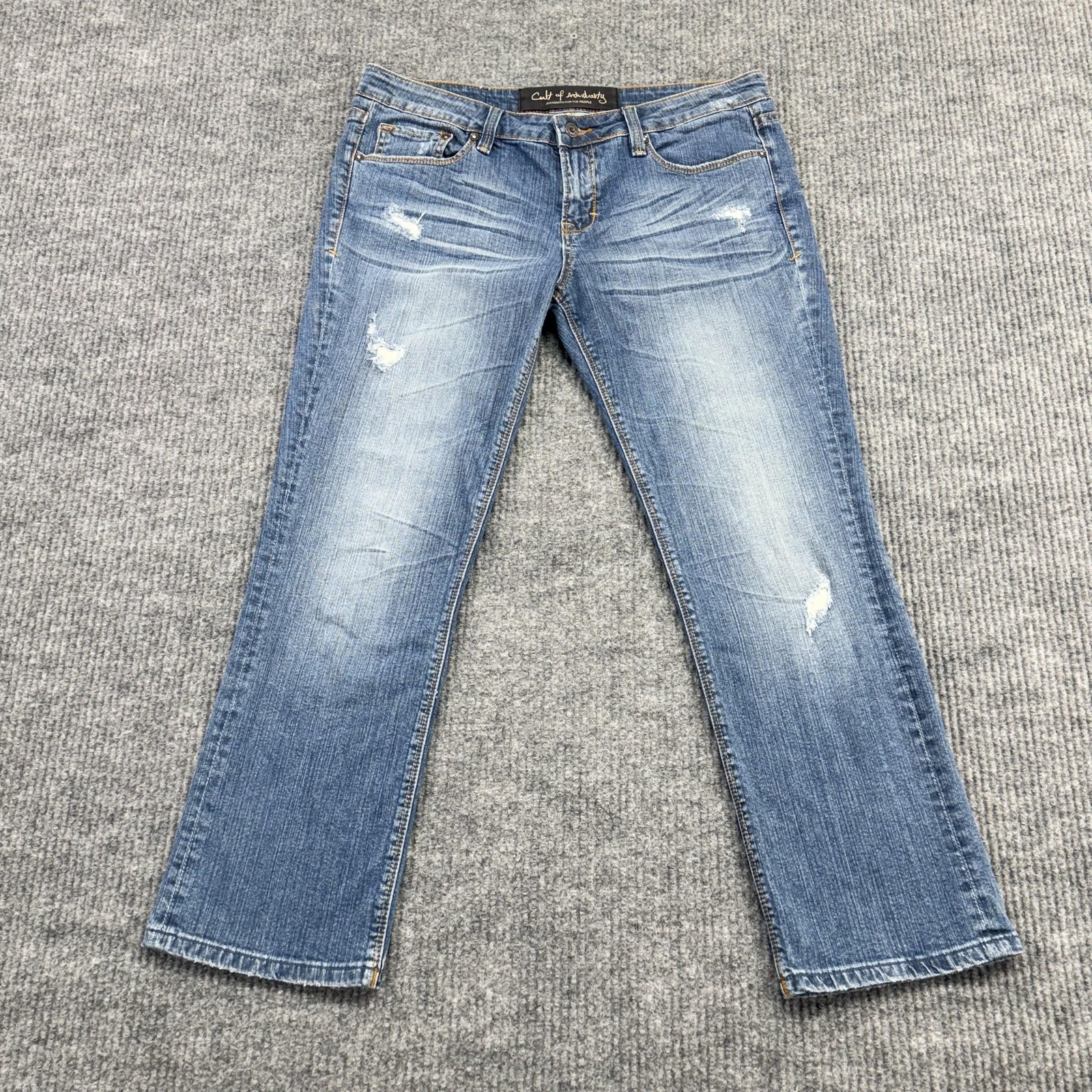 Cult Of Individuality Jeans Mens 32x28 Blue Medium Wash Distressed Stretch Denim