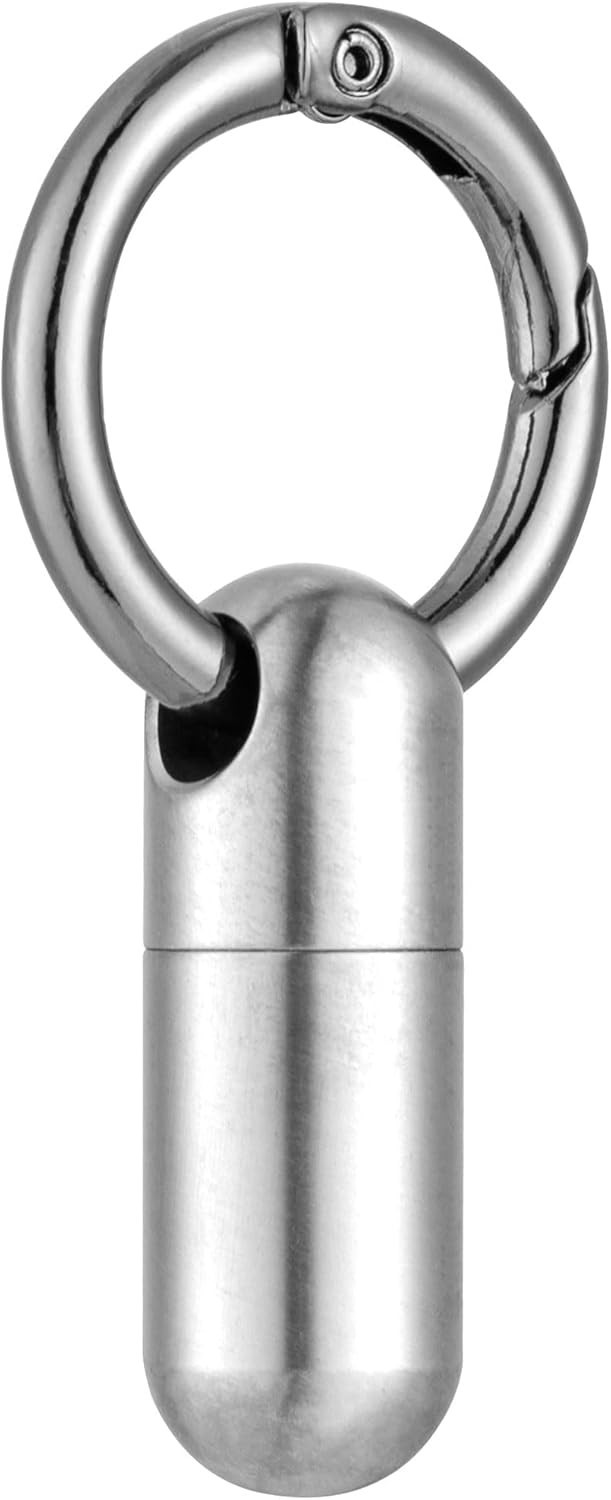Titanium Keychain Pill Holder, Small Waterproof Pill Case Container W/Convenient Titanium Keychain Pill Holder, Small Waterproof Pill Case Container W/Convenient