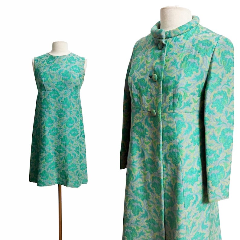 1960s Dress Set / Floral Dress / 1960s Party Dress / Size Large 1960s Dress Set / Floral Dress / 1960s Party Dress / Size Large