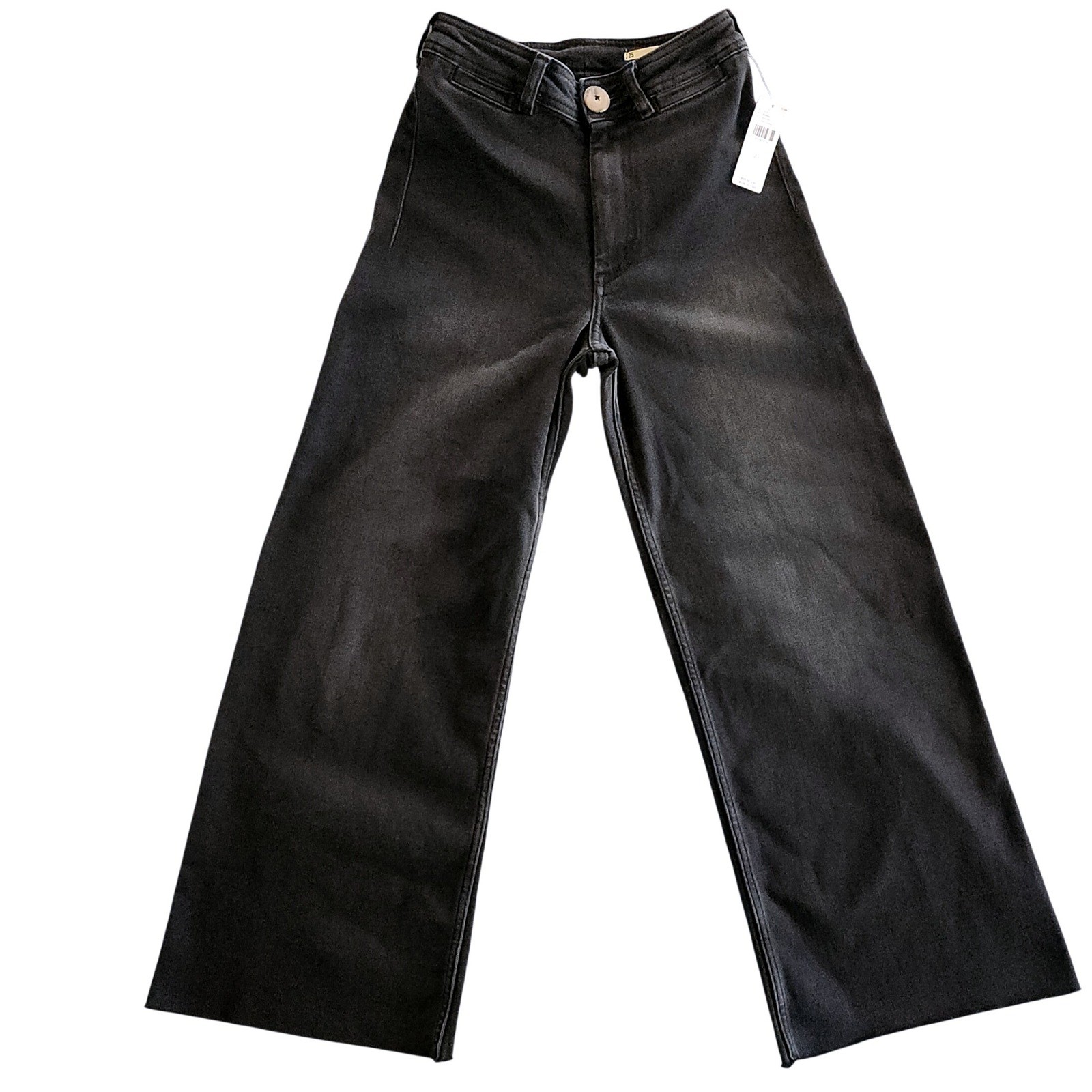 Anthropologie Pilcro The skipper High Rise Wide Leg Jeans Womens 25 Grey Raw Hem