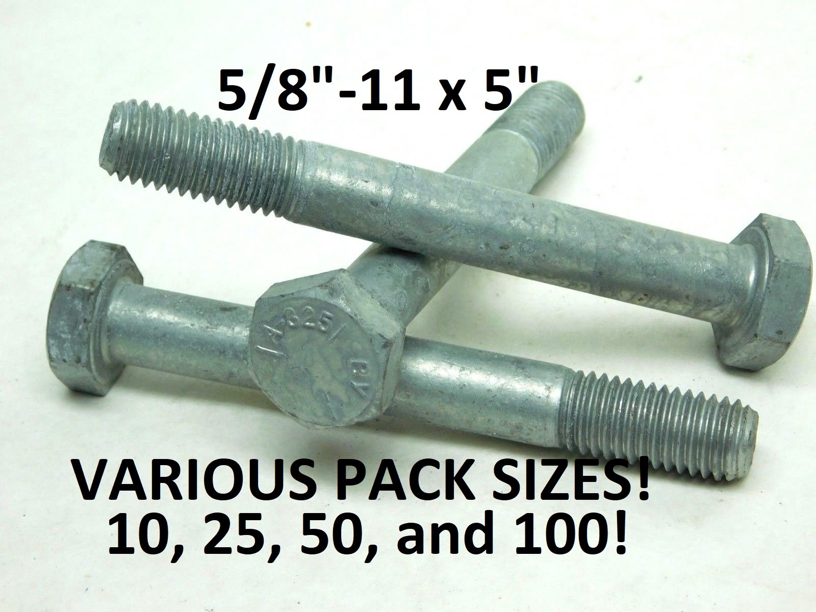 10, 25, 50,100 PACK Hex Cap Screw 5/8