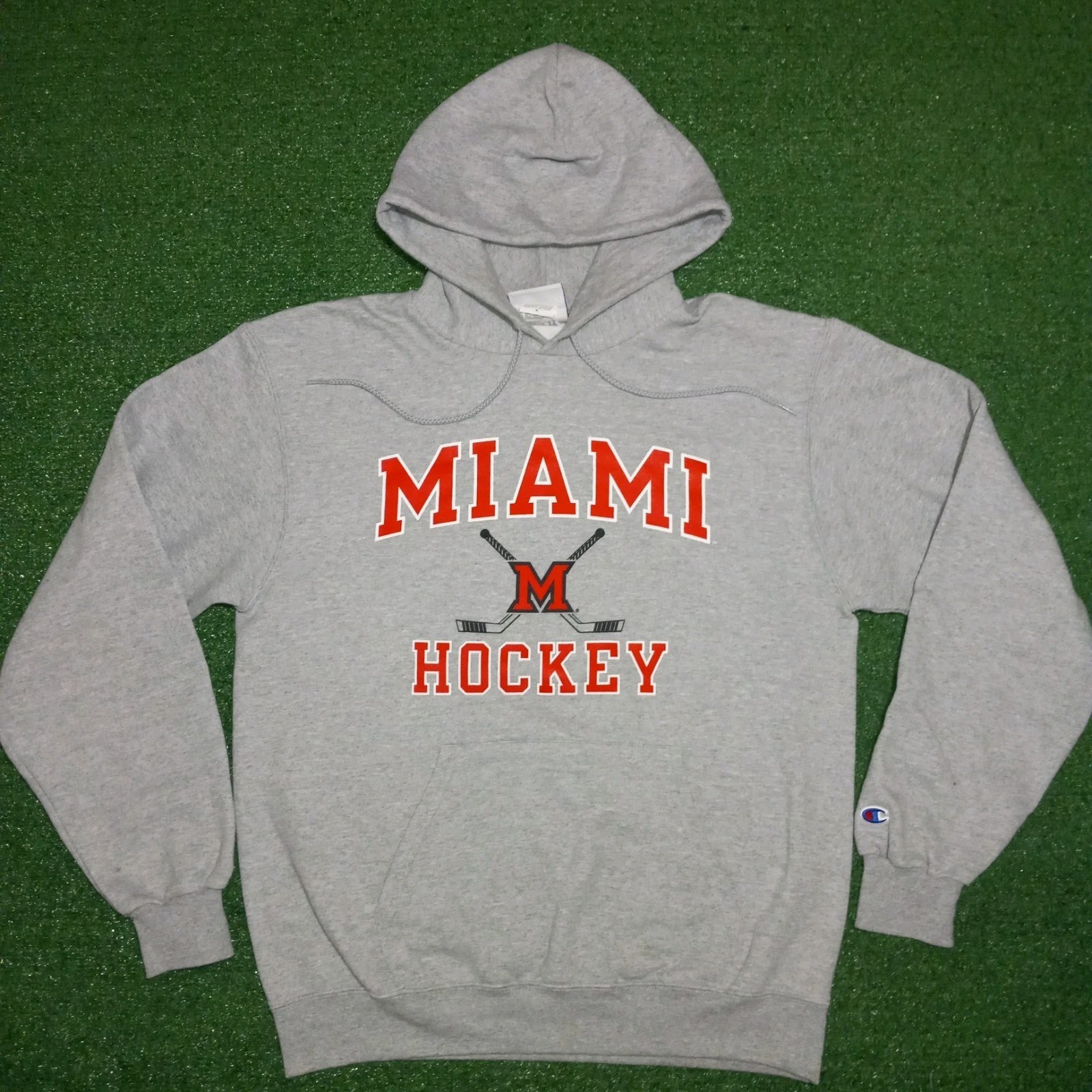 Vintage Miami University OH RedHawks Hockey Hoodie CHAMPION Mens Medium