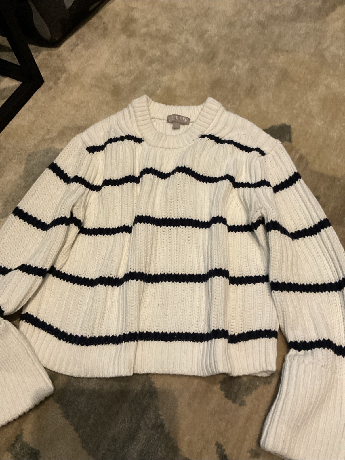J.CREW Women’s Heritage Cotton Fisherman’s Crewneck Sweater S Blue white stripe J.CREW Women’s Heritage Cotton Fisherman’s Crewneck Sweater S Blue white stripe