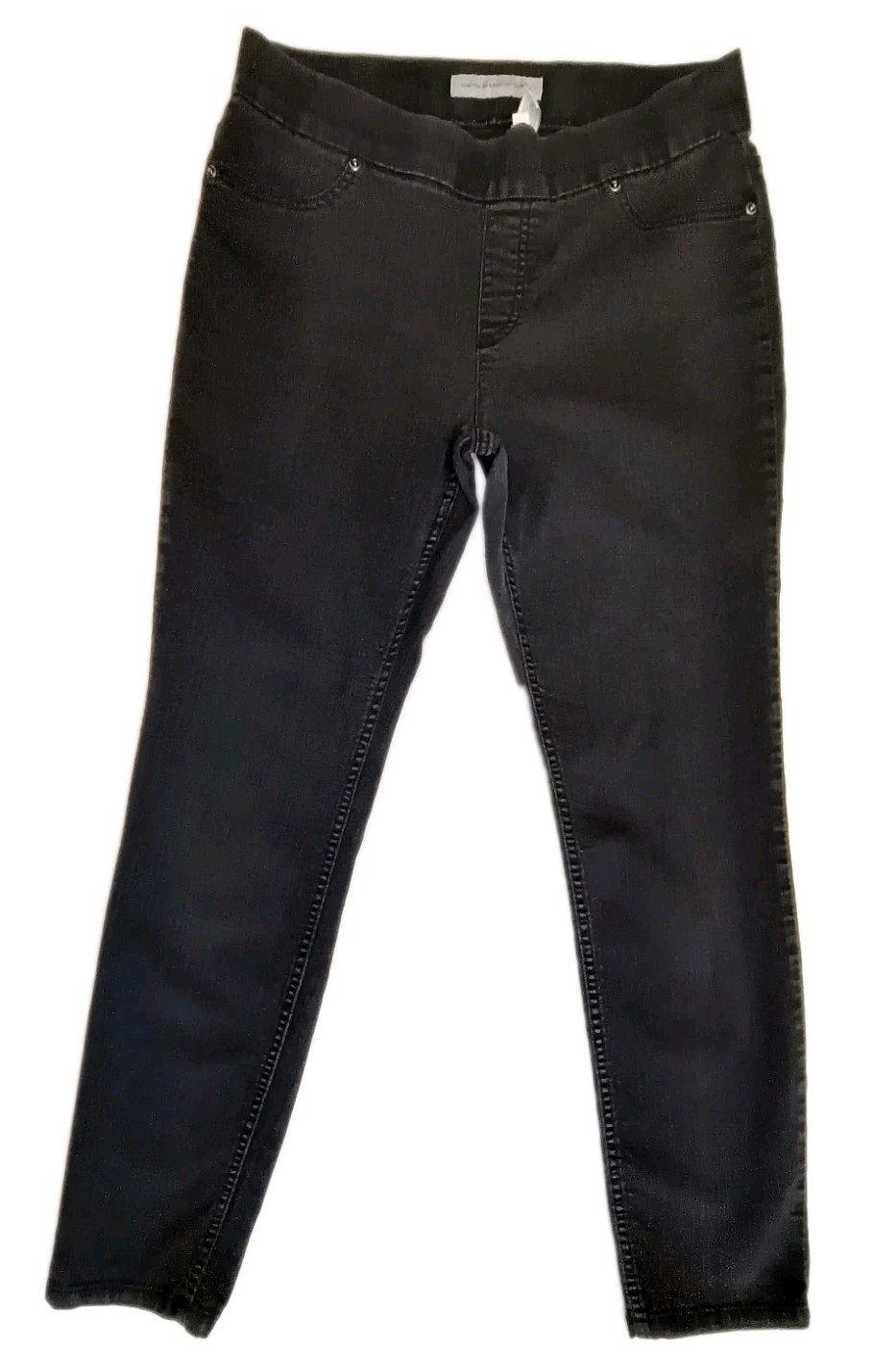 Chico\'s Platinum Denim Black Stretch Elastic Waist Black Jeans Pants Sz 1.5  M10