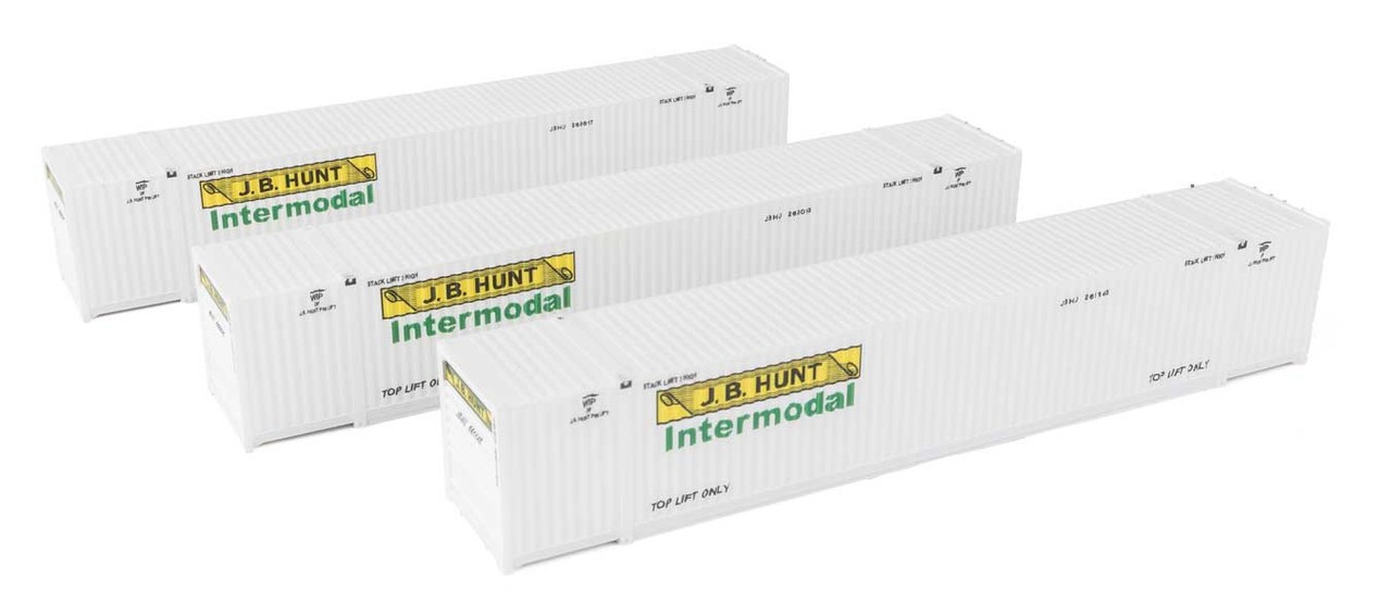 Walthers ~ HO Scale ~ 53\' Singamas Containers ~ 3 Pack ~ JB Hunt ~ 949-18504 Walthers ~ HO Scale ~ 53\' Singamas Containers ~ 3 Pack ~ JB Hunt ~ 949-18504