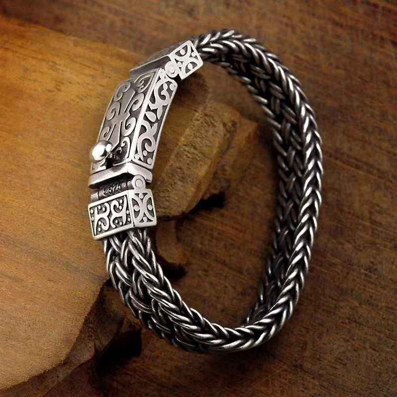 Men\'s Stainless Steel & Genuine Leather Bracelets – Various Designs in Silver, B Men\'s Stainless Steel & Genuine Leather Bracelets – Various Designs in Silver, B